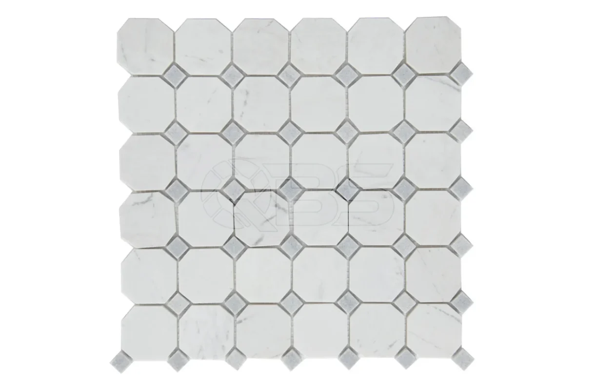 Mosaic bát giác trắng sữa