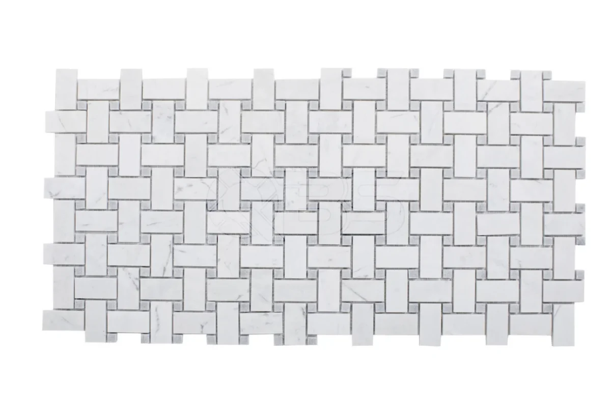 Mosaic đan rổ trắng sữa