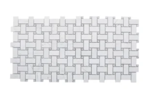 Mosaic đan rổ trắng sữa