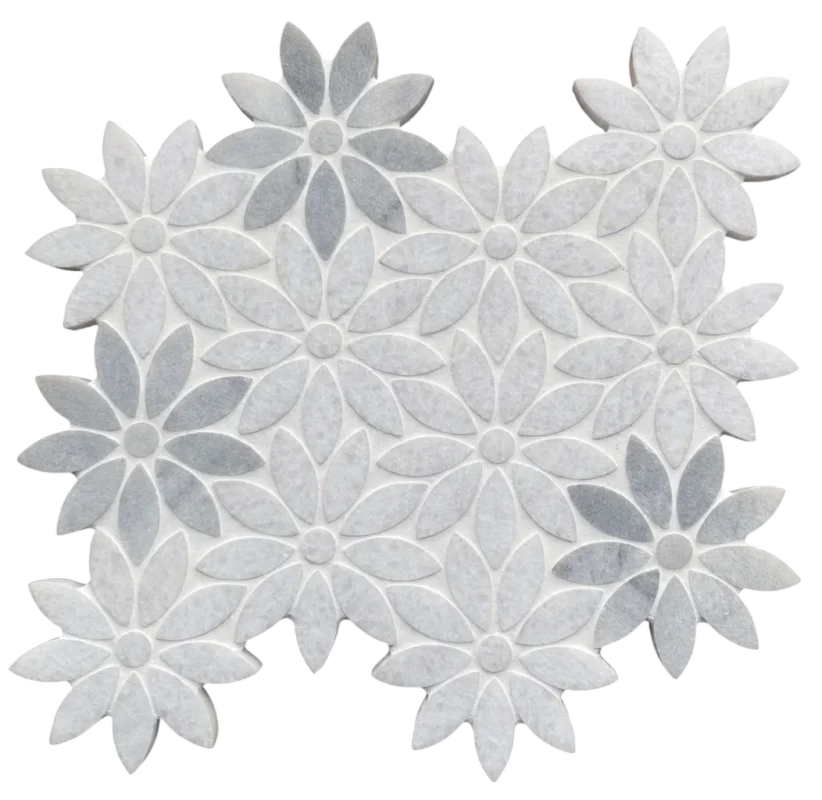 Mosaic Hoa cúc Trắng muối mix Lông chuột