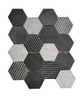 Mosaic lục giác 73 Đá đen nhiều bề mặt