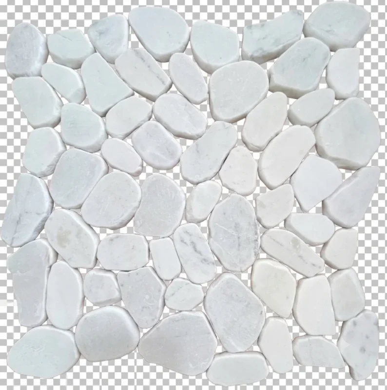 Mosaic sỏi Trắng sữa Bề mặt hon rung giả cổ